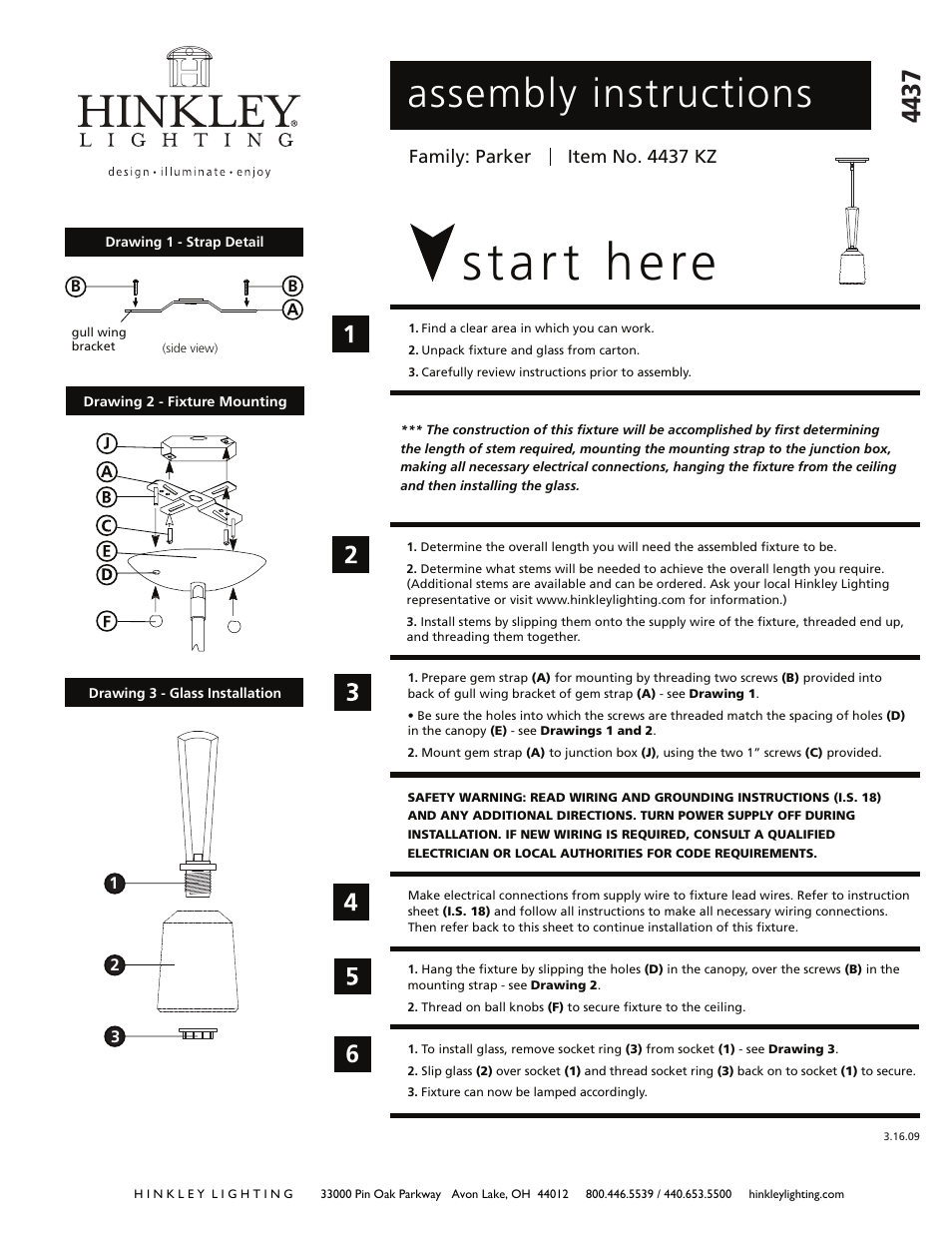 Hinkley Lighting PARKER 4437KZ User Manual | 2 pages