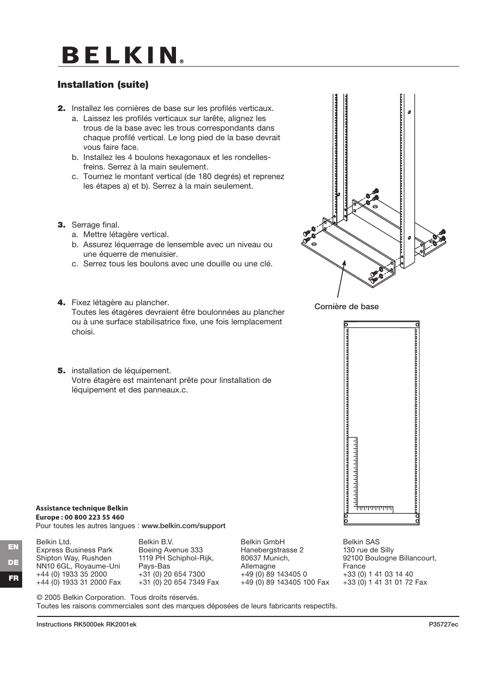 Installation (suite) | Belkin P35727ec User Manual | Page 4 / 6