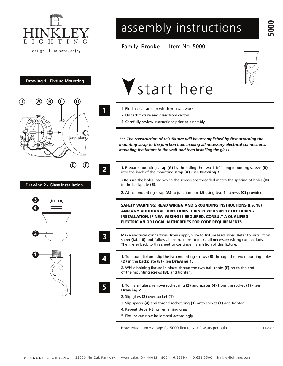 Hinkley Lighting BROOKE 5000 User Manual | 2 pages