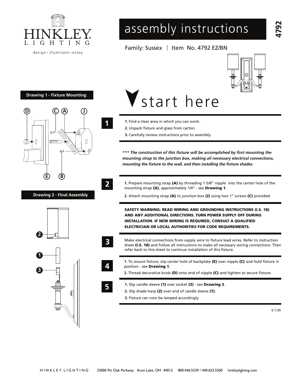 Hinkley Lighting SUSSEX 4792EZ User Manual | 2 pages