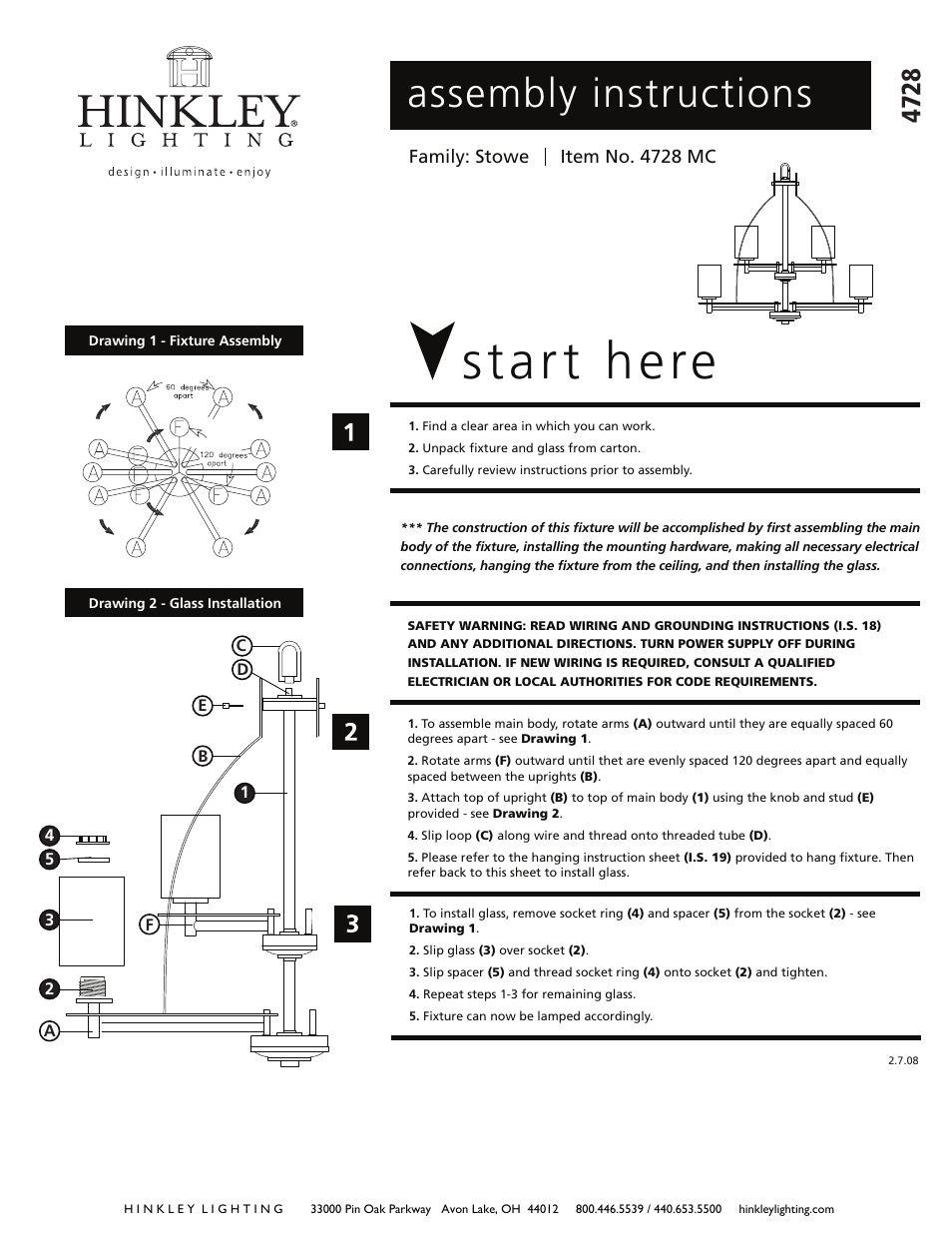 Hinkley Lighting STOWE 4728MC User Manual | 3 pages