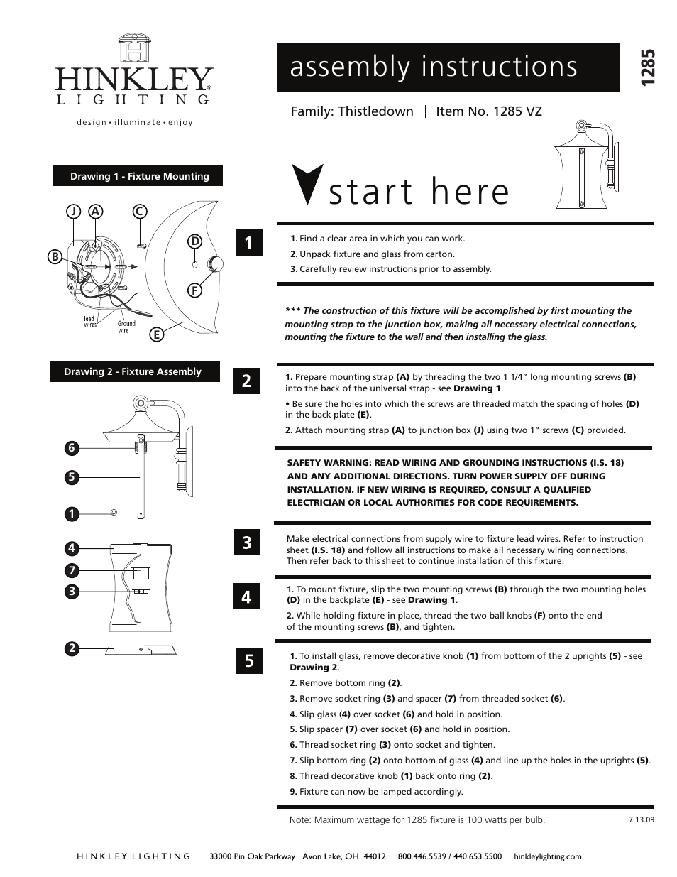 Hinkley Lighting THISTLEDOWN 1285VZ User Manual | 3 pages