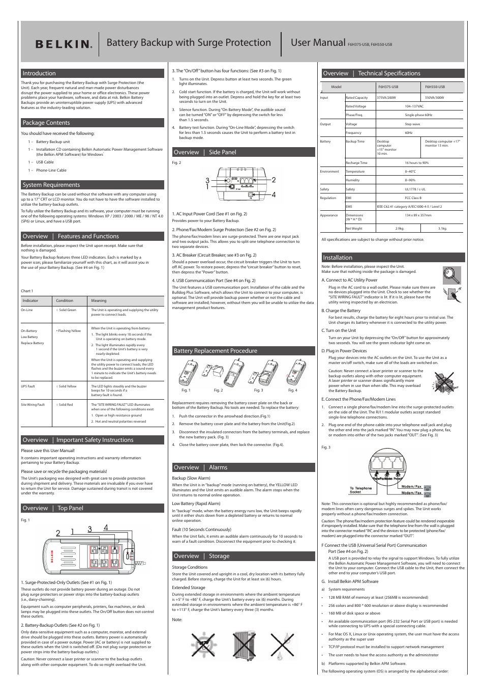 Belkin F6H550-USB User Manual | 2 pages