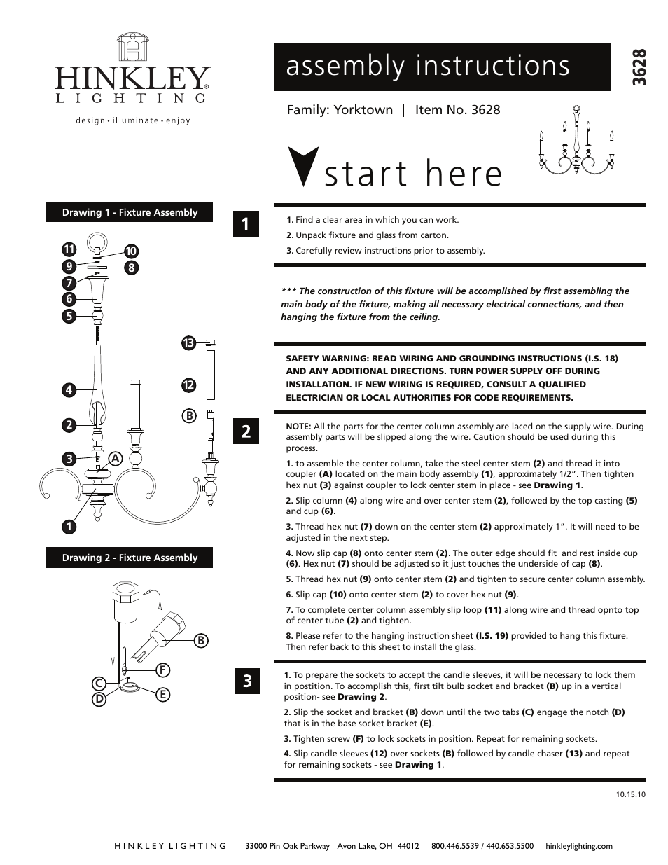 Hinkley Lighting YORKTOWN 3628AN User Manual | 3 pages