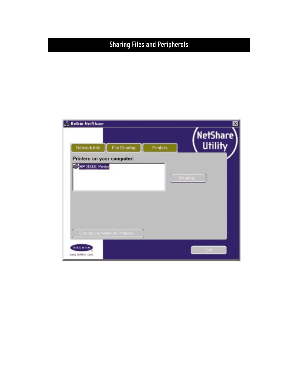 Sharing files and peripherals | Belkin F5D5130-5 User Manual | Page 25 / 50