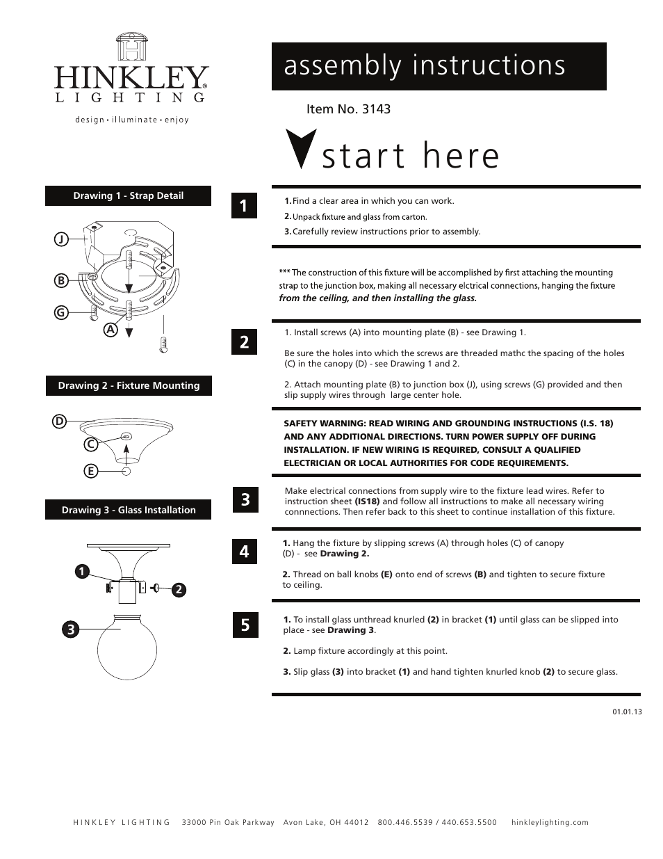 Hinkley Lighting CONGRESS 3143 User Manual | 2 pages