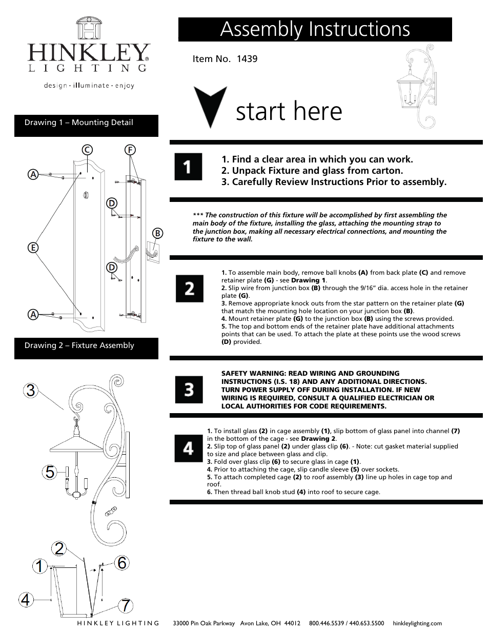 Hinkley Lighting TRELLIS 1439 User Manual | 3 pages