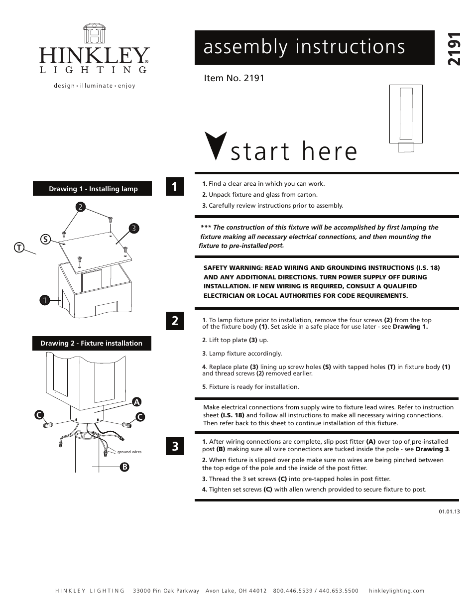 Hinkley Lighting DORIAN 2191 User Manual | 2 pages