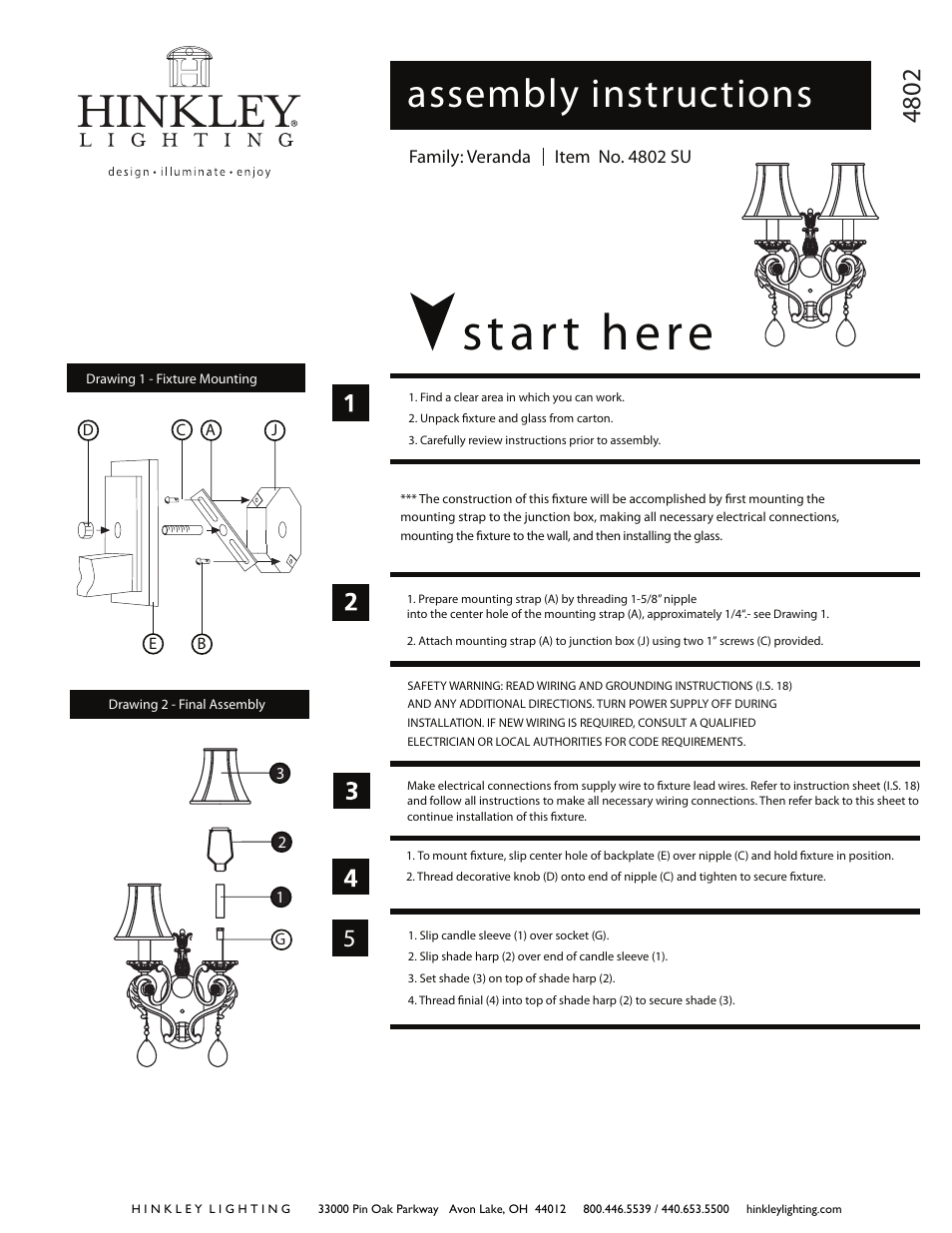 Hinkley Lighting VERANDA 4802SU User Manual | 2 pages