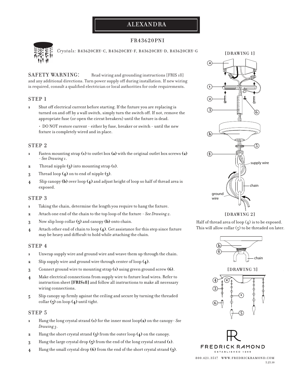 Hinkley Lighting ALEXANDRA FR43620PNI User Manual | 1 page