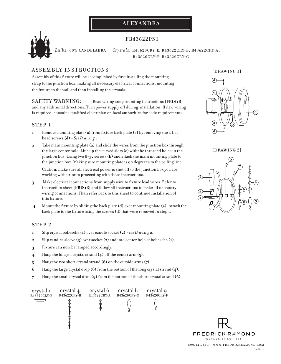 Hinkley Lighting ALEXANDRA FR43622PNI User Manual | 1 page