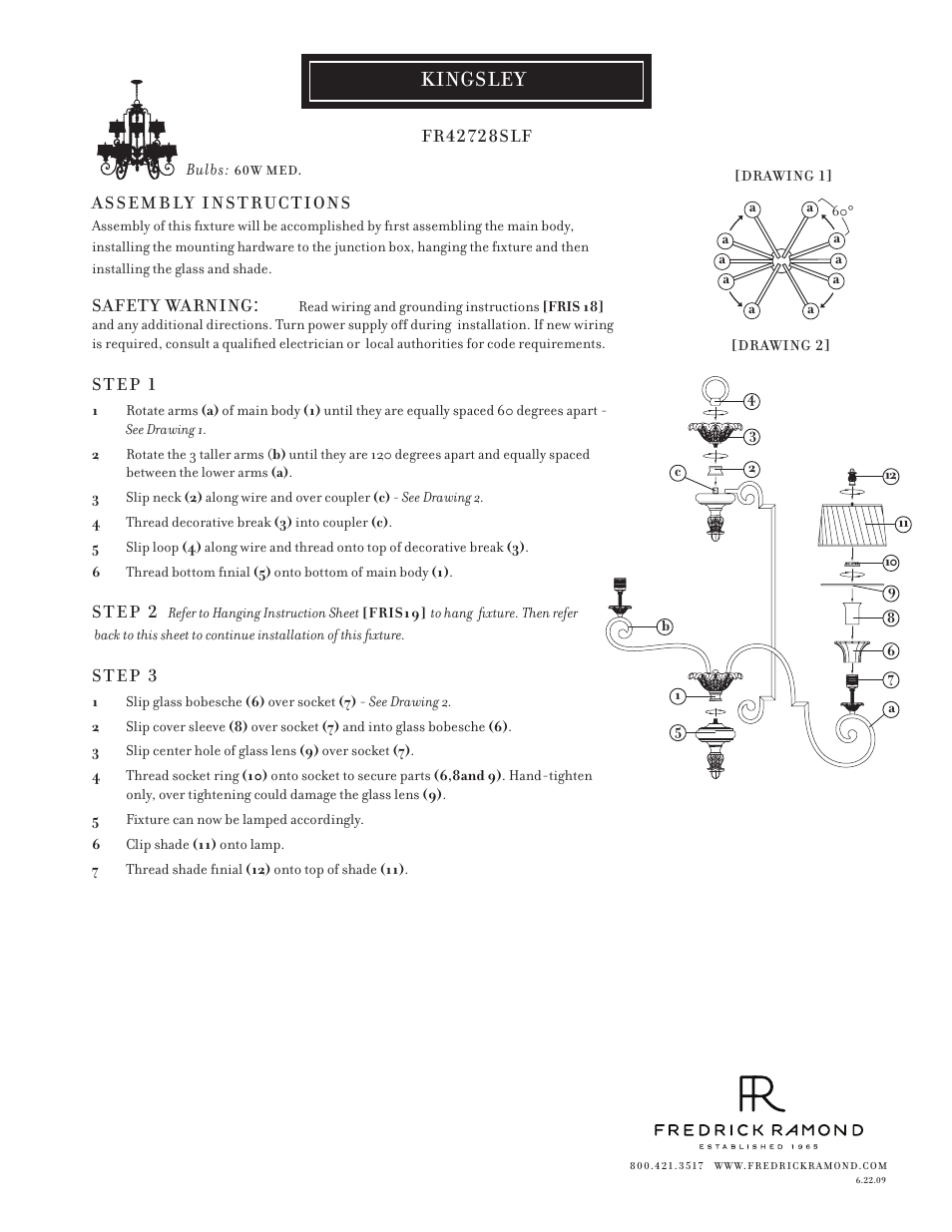 Hinkley Lighting KINGSLEY FR42728SLF User Manual | 1 page