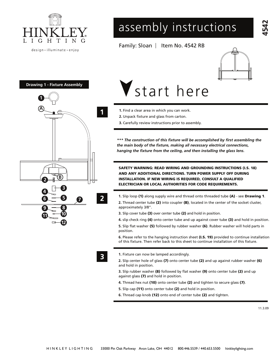 Hinkley Lighting SLOAN 4542RB User Manual | 3 pages