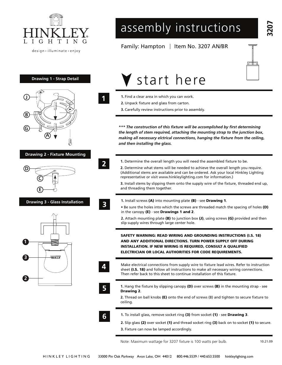 Hinkley Lighting HAMPTON 3207AN User Manual | 2 pages