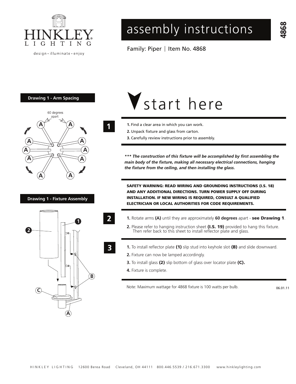 Hinkley Lighting PIPER 4868BN User Manual | 1 page