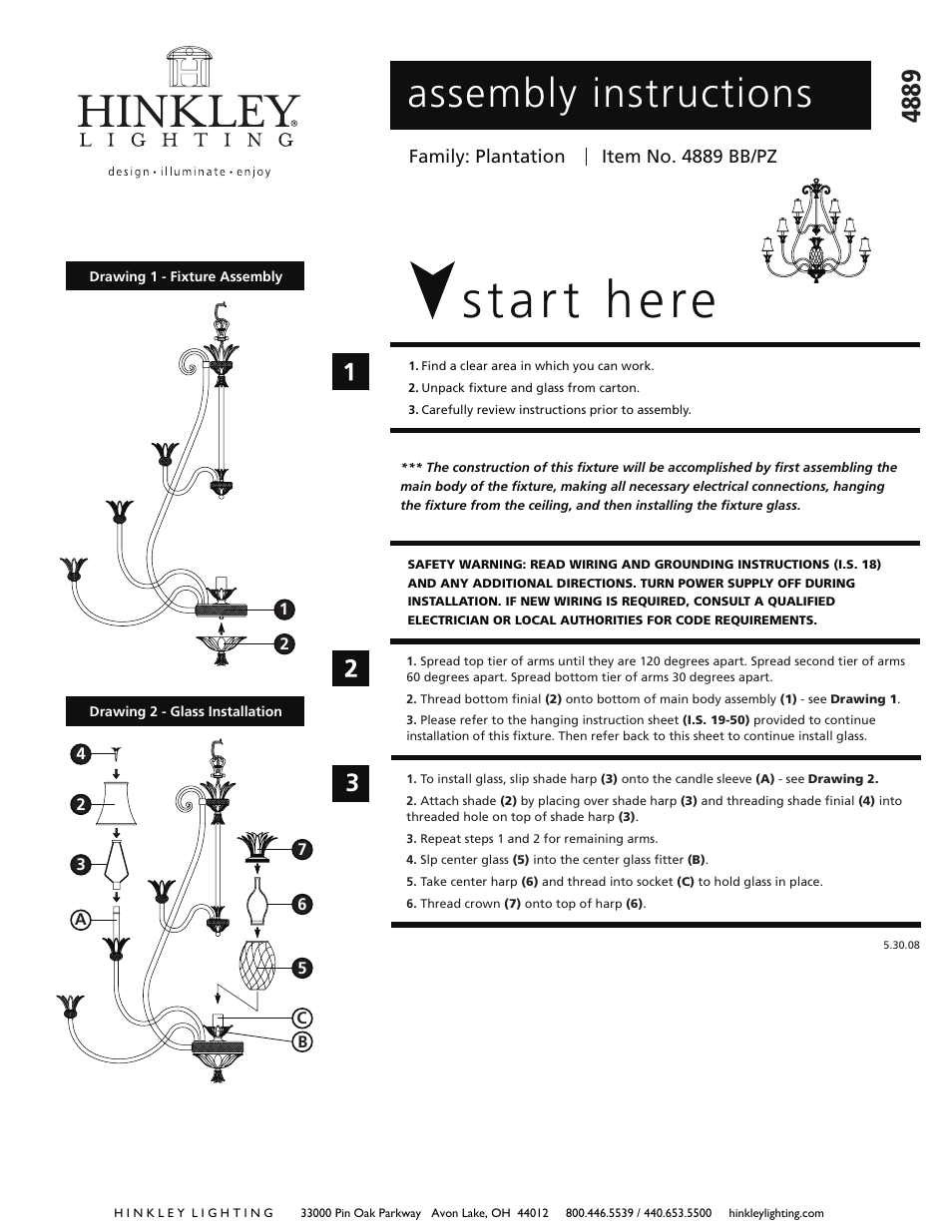 Hinkley Lighting PLANTATION 4889BB User Manual | 3 pages