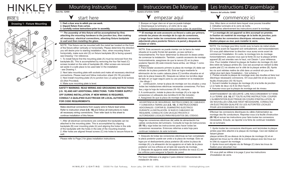 Hinkley Lighting CHLOE 52400BN User Manual | 3 pages