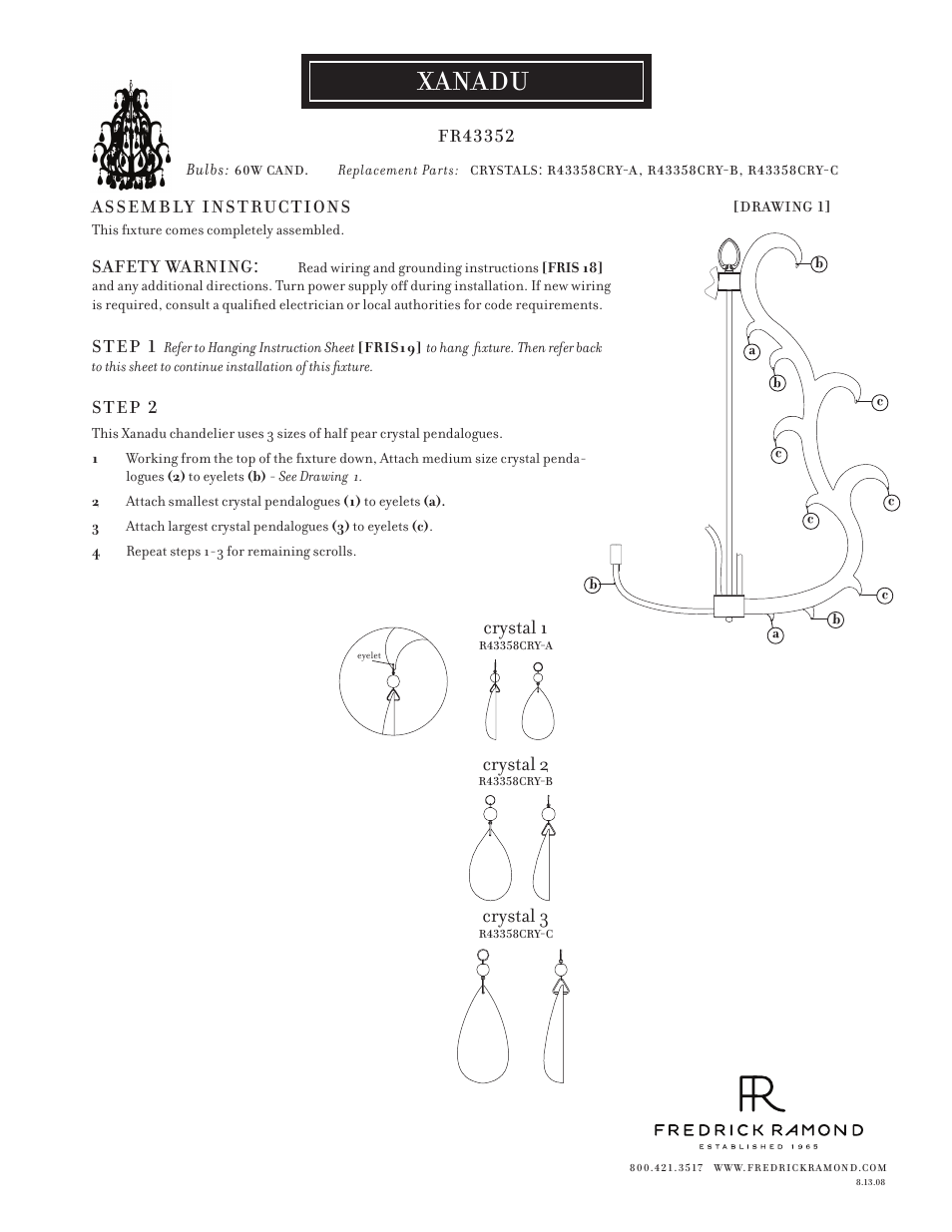 Hinkley Lighting XANADU FR43352PSS User Manual | 1 page