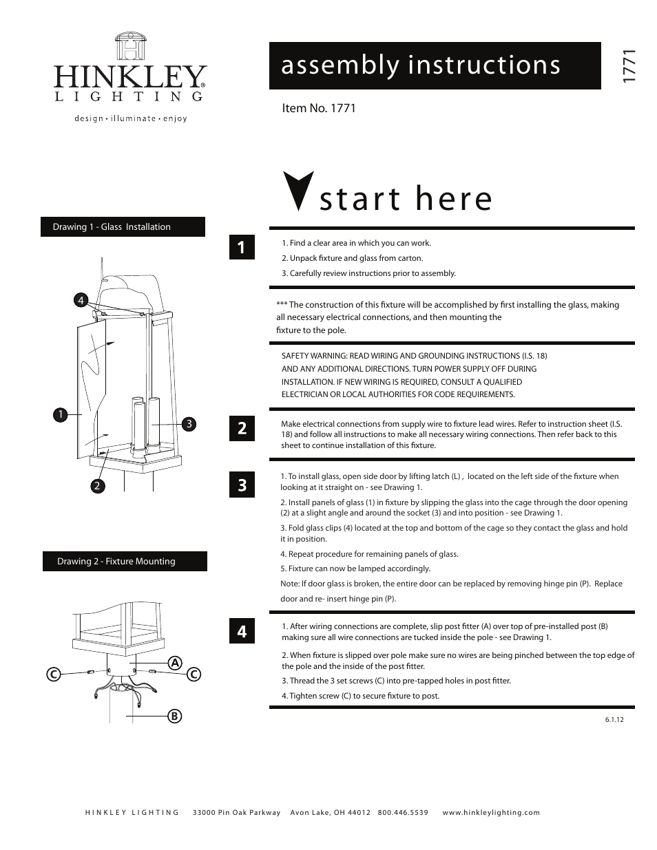 Hinkley Lighting SEDGWICK 1771 User Manual | 2 pages