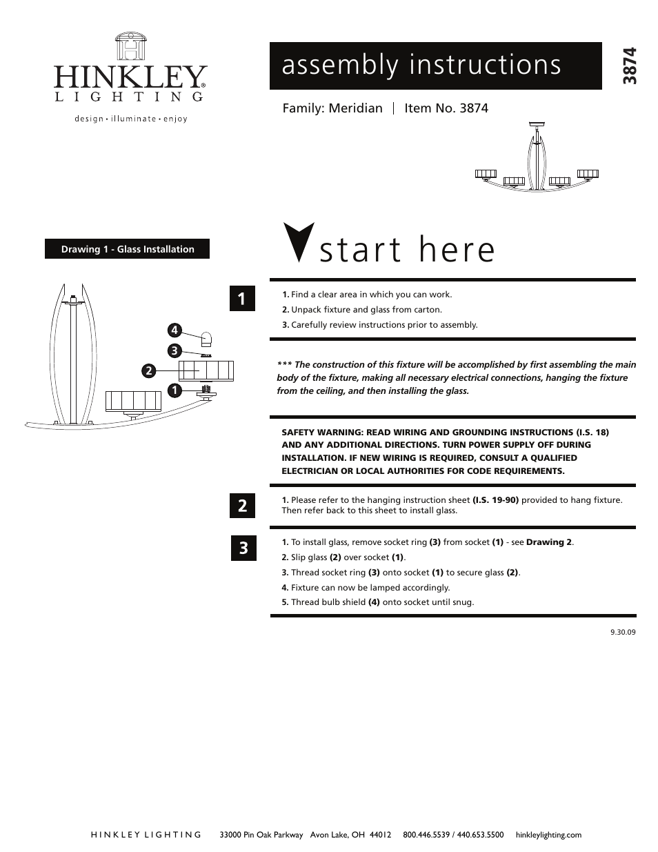 Hinkley Lighting MERIDIAN 3874SK User Manual | 3 pages
