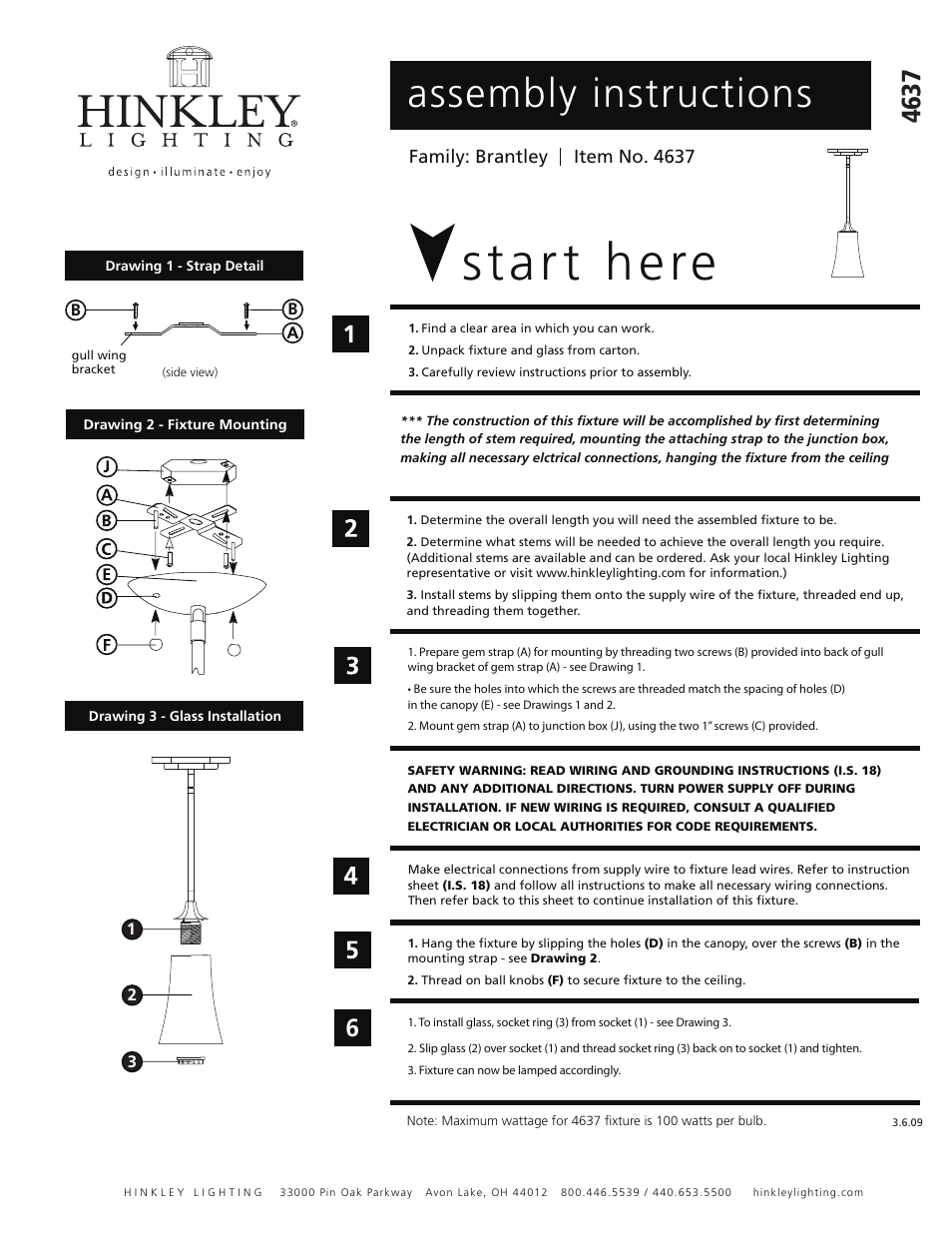 Hinkley Lighting BRANTLEY 4637BN User Manual | 2 pages