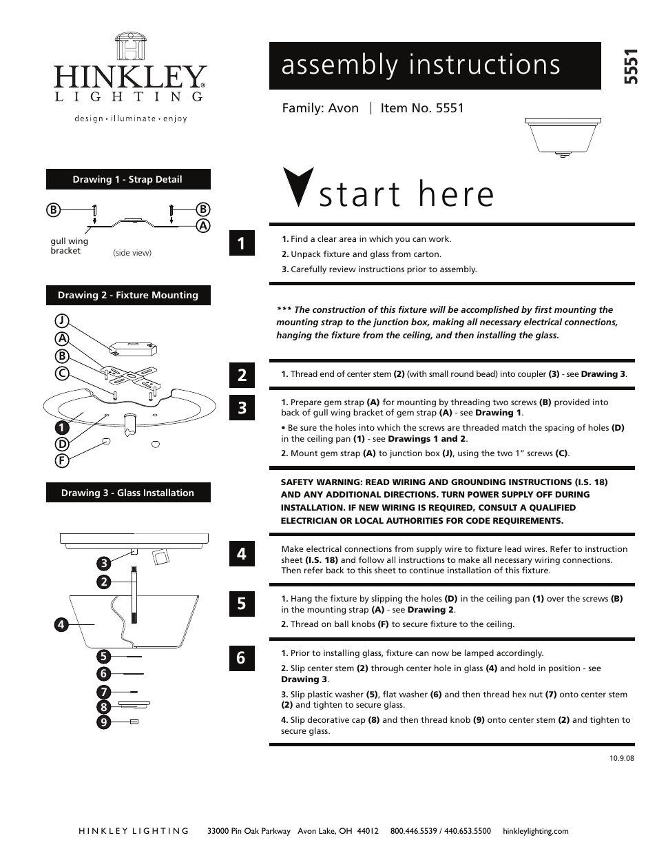 Hinkley Lighting FLUSH MOUNT 5551 User Manual | 2 pages