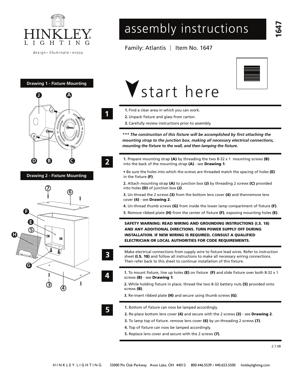 Hinkley Lighting LUNA 1647SK User Manual | 3 pages