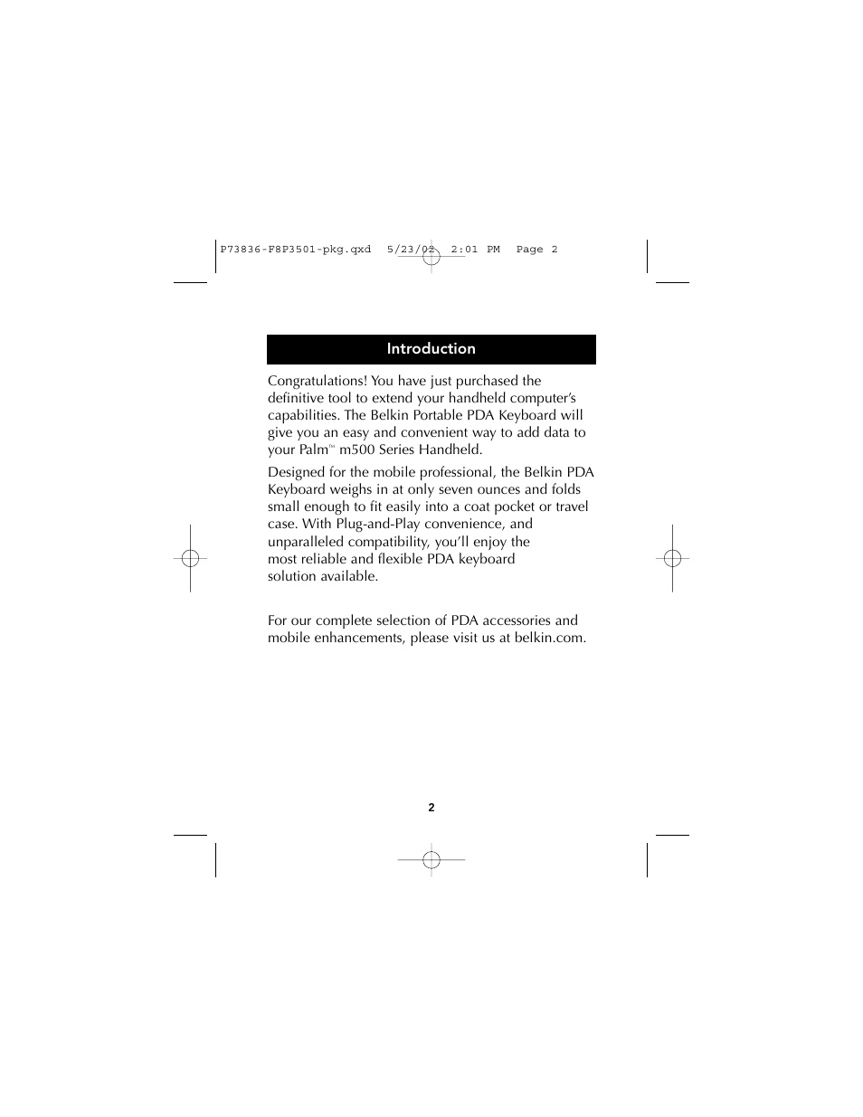 Introduction | Belkin m500 User Manual | Page 4 / 20