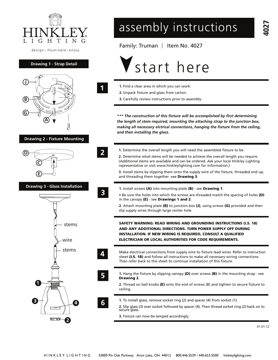 Hinkley Lighting TRUMAN 4027AN User Manual | 2 pages