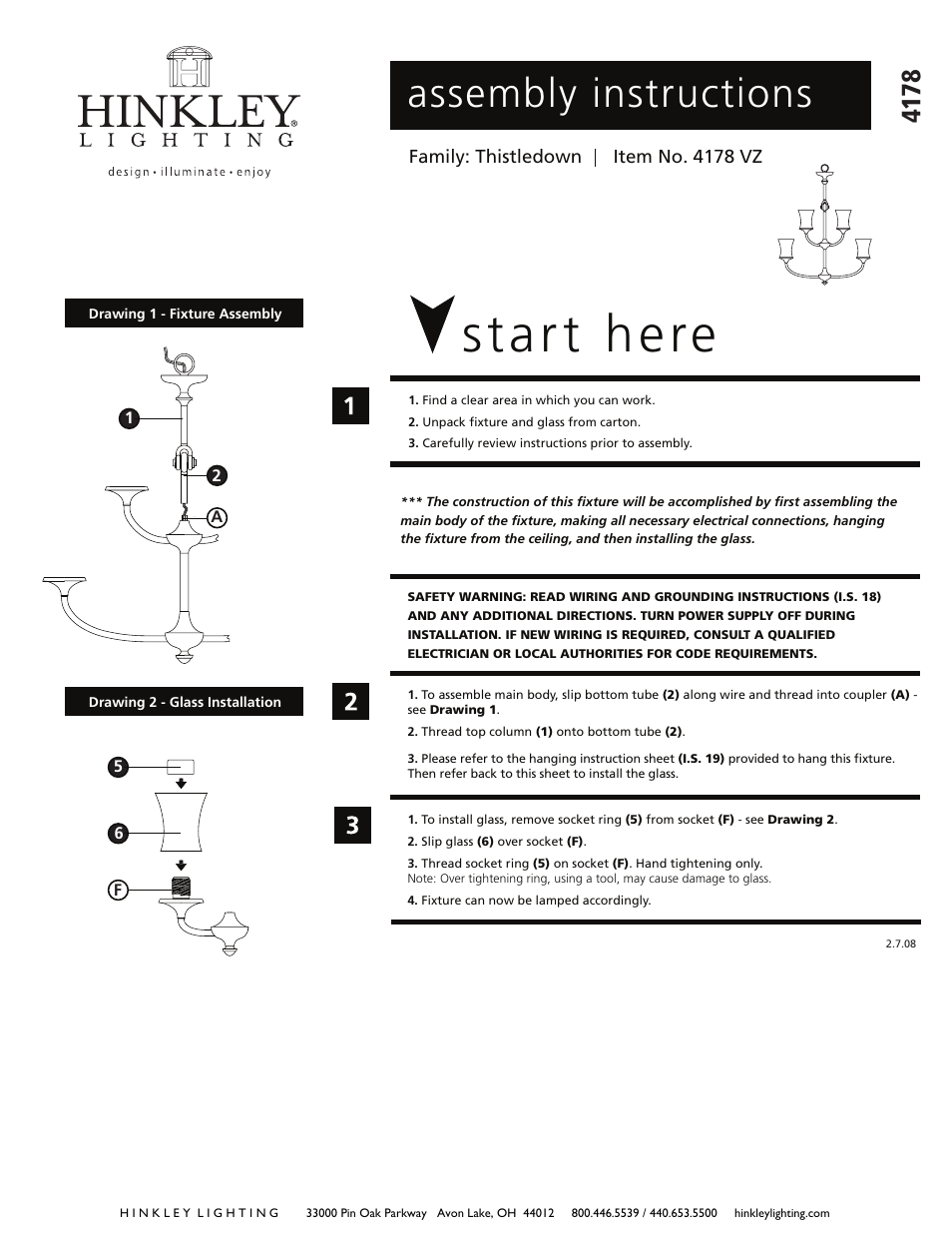 Hinkley Lighting THISTLEDOWN 4178VZ User Manual | 3 pages