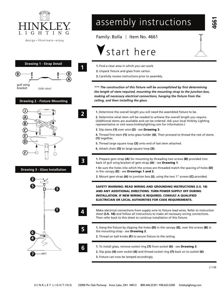 Hinkley Lighting BOLLA 4661OB User Manual | 2 pages