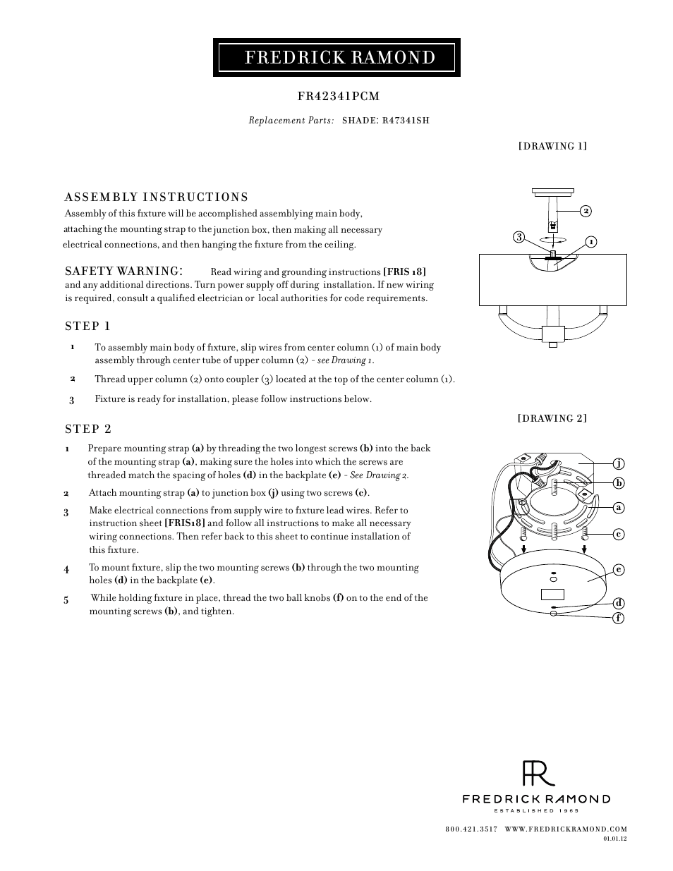 Hinkley Lighting CAMERON FR42341PCM User Manual | 1 page