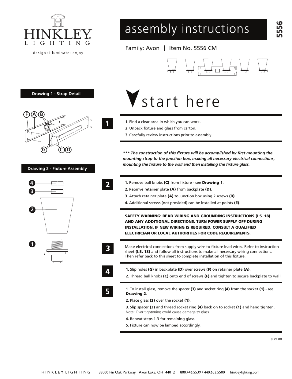 Hinkley Lighting AVON 5556 User Manual | 2 pages