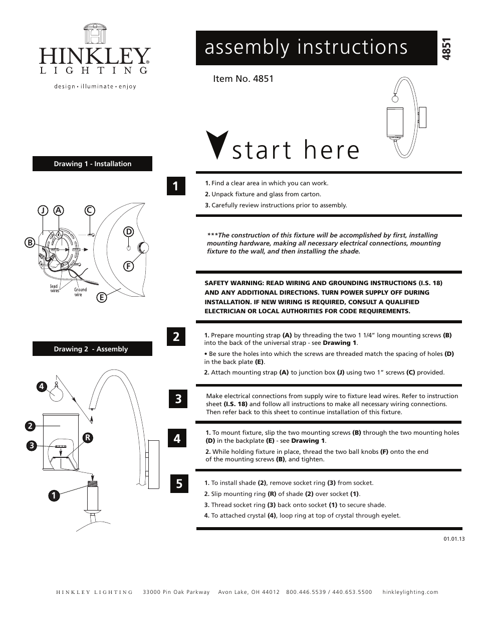 Hinkley Lighting MONACO 4851BC User Manual | 2 pages