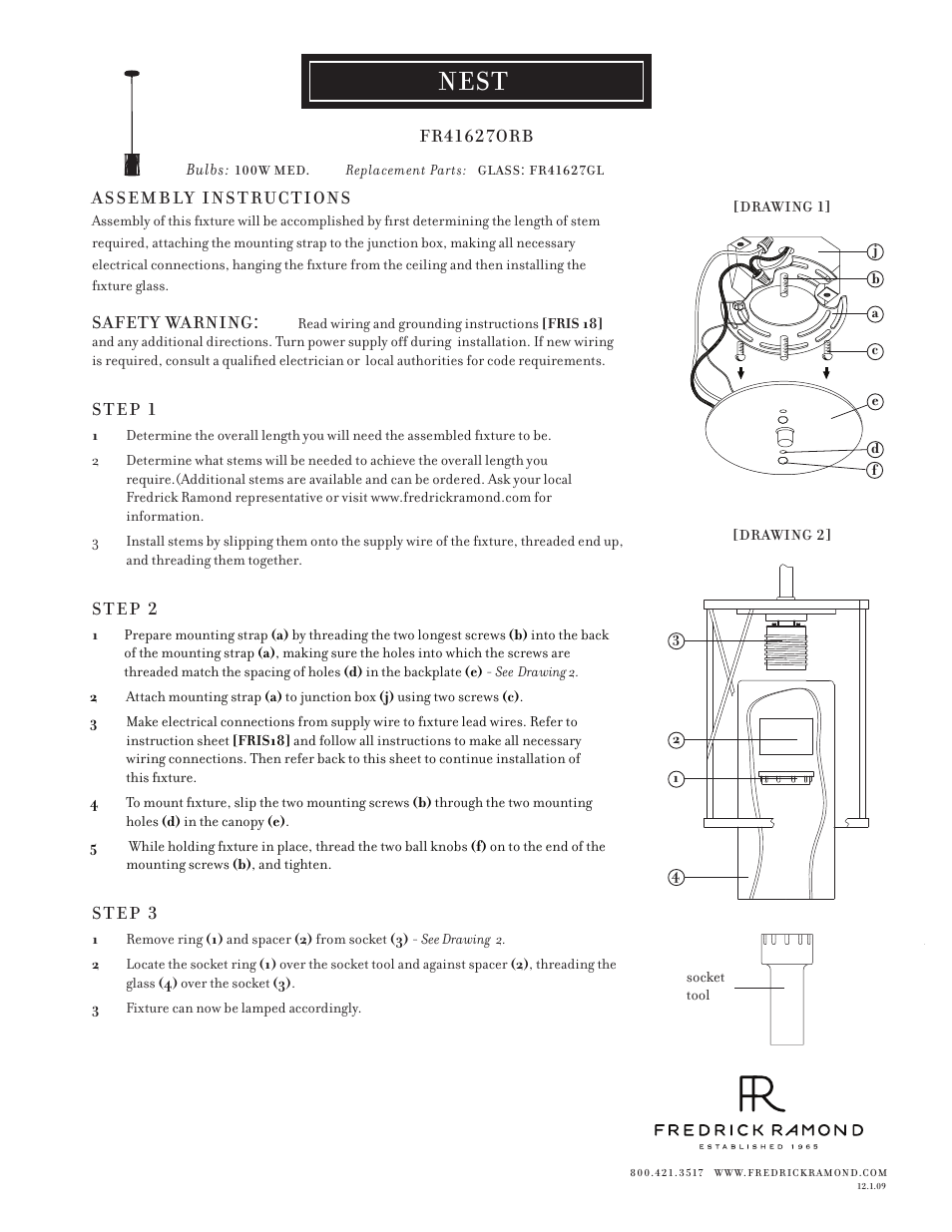 Hinkley Lighting NEST FR41627ORB User Manual | 1 page