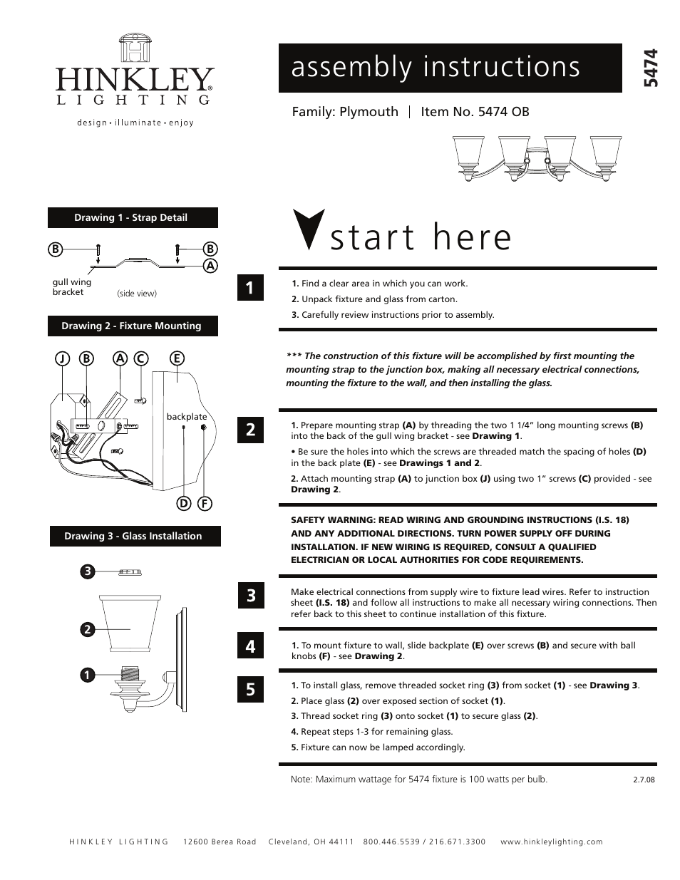 Hinkley Lighting PLYMOUTH 5474OB User Manual | 1 page