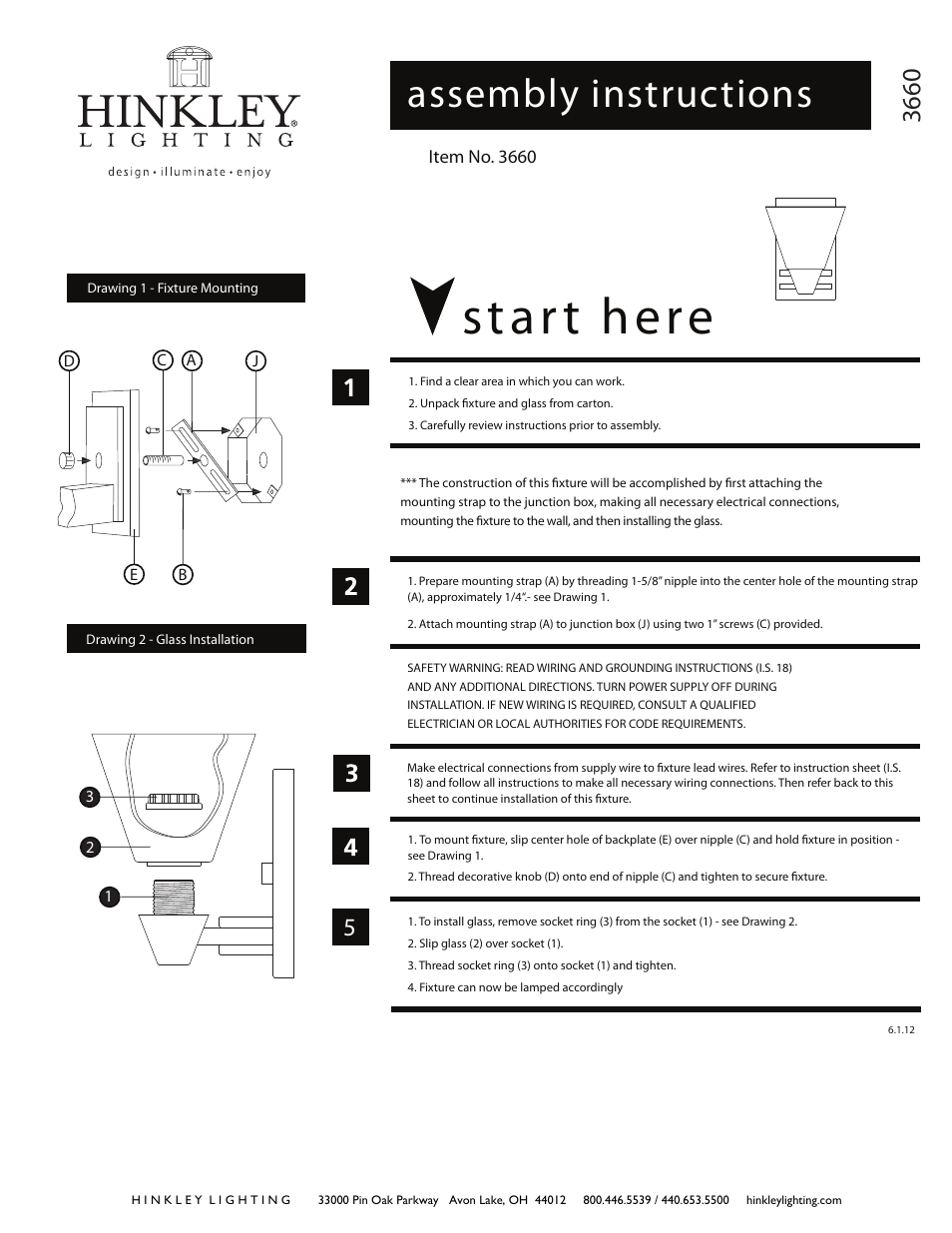 Hinkley Lighting DILLON 3660BN User Manual | 2 pages