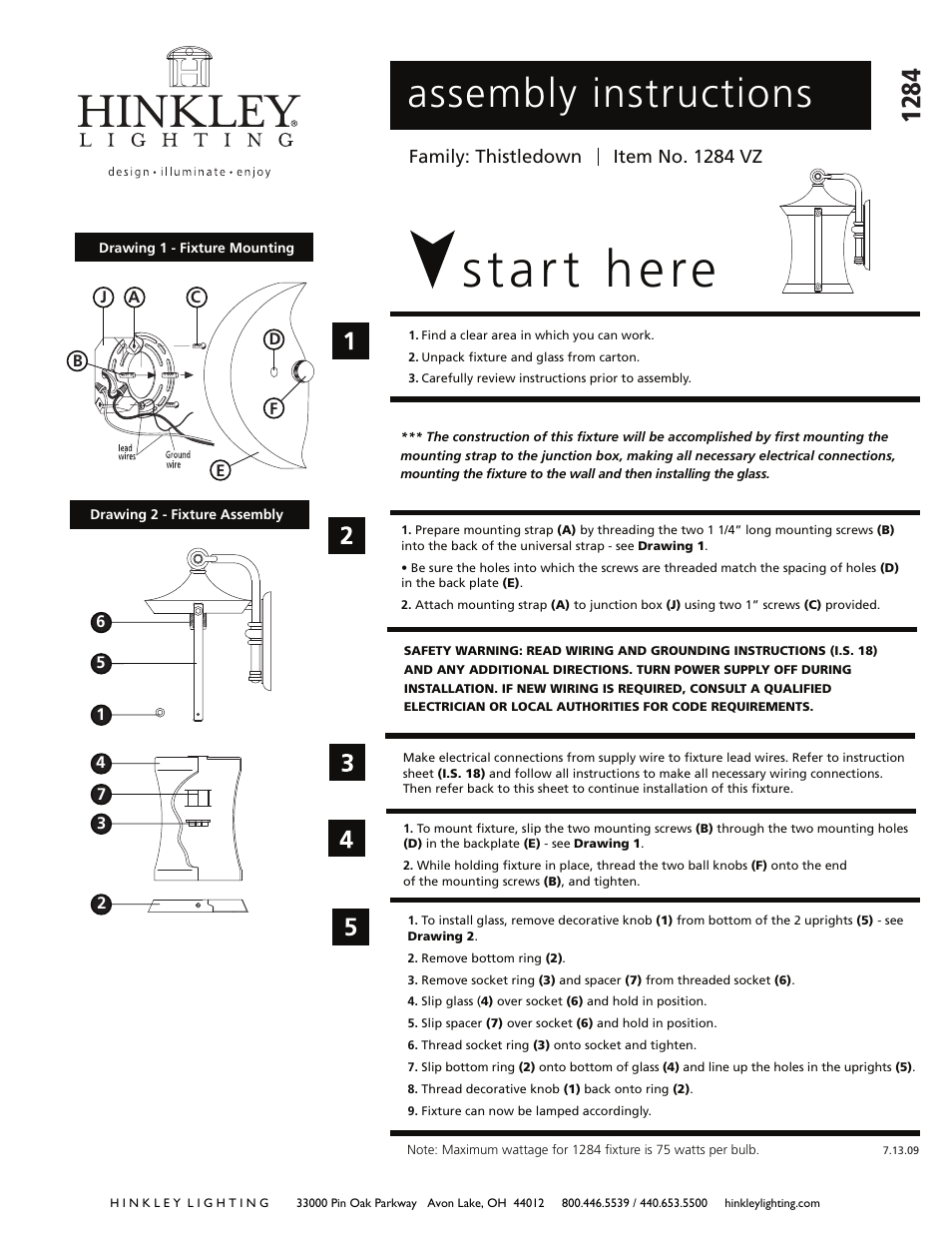 Hinkley Lighting THISTLEDOWN 1284VZ User Manual | 3 pages