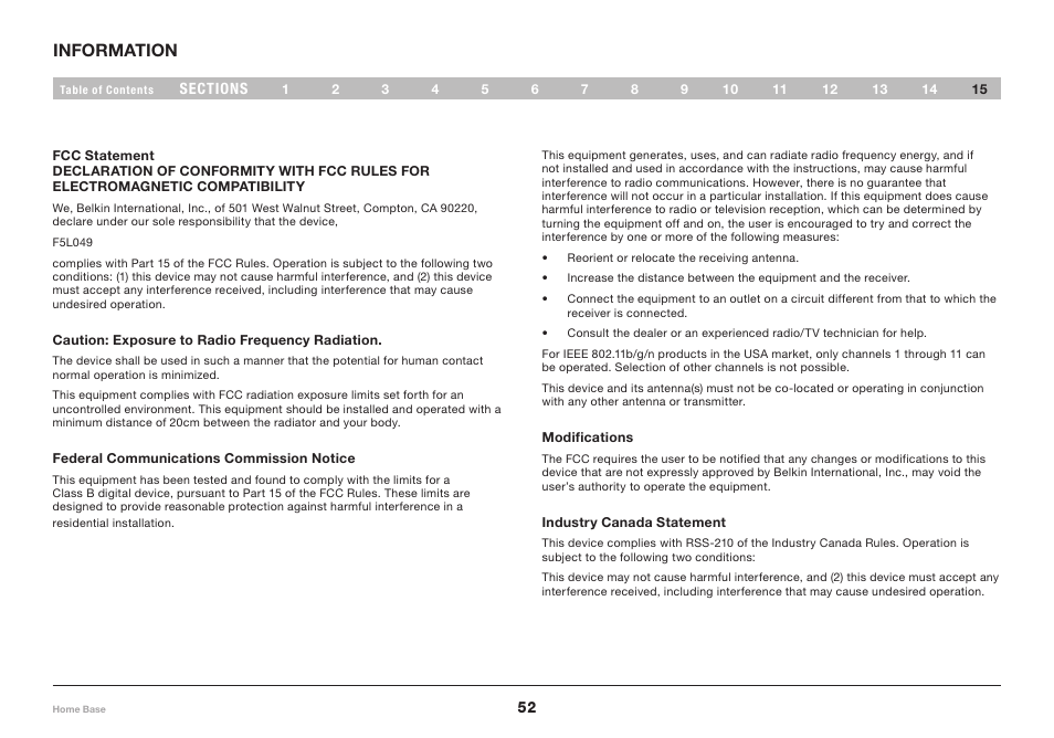 Information | Belkin Home Base F5L049 User Manual | Page 54 / 58