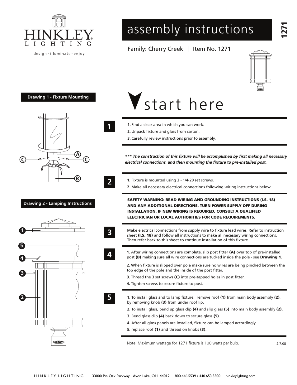 Hinkley Lighting CHERRY CREEK 1271 User Manual | 2 pages