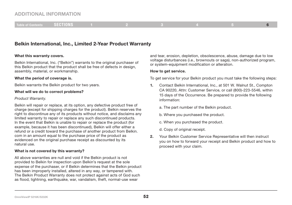 Belkin 5216K User Manual | Page 55 / 57