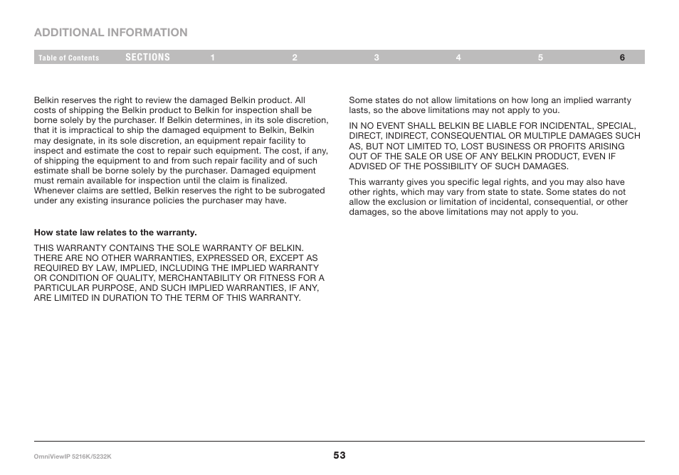 Belkin 5216K User Manual | Page 56 / 57