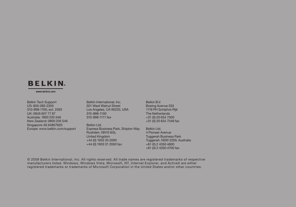 Belkin 5216K User Manual | Page 57 / 57