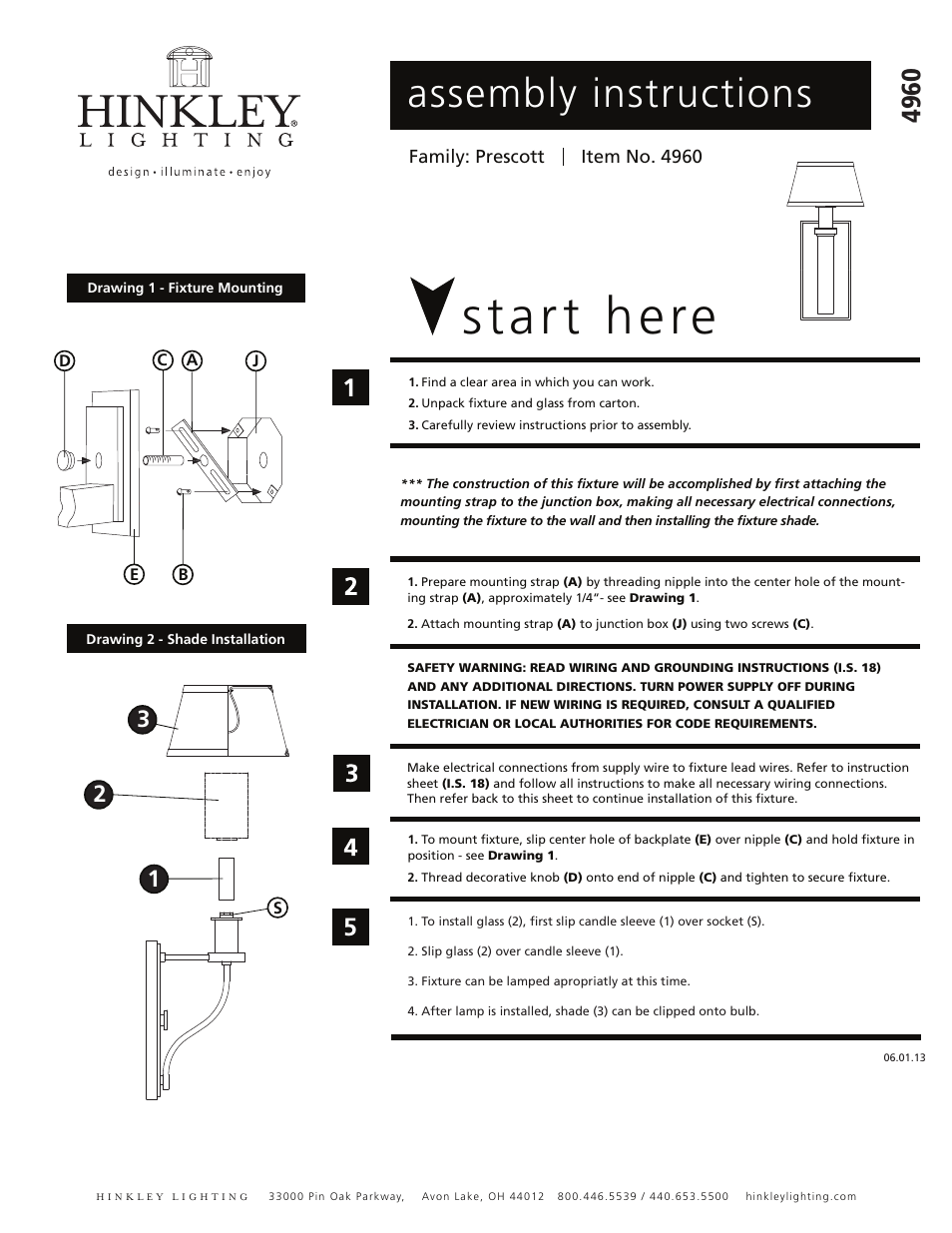 Hinkley Lighting PRESCOTT 4960OB User Manual | 2 pages