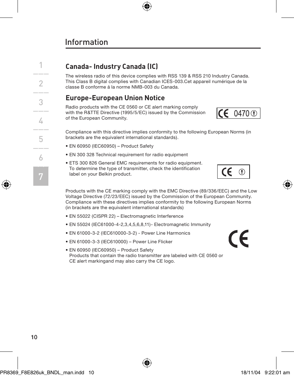 Information | Belkin F8E846UKBNDL User Manual | Page 13 / 13