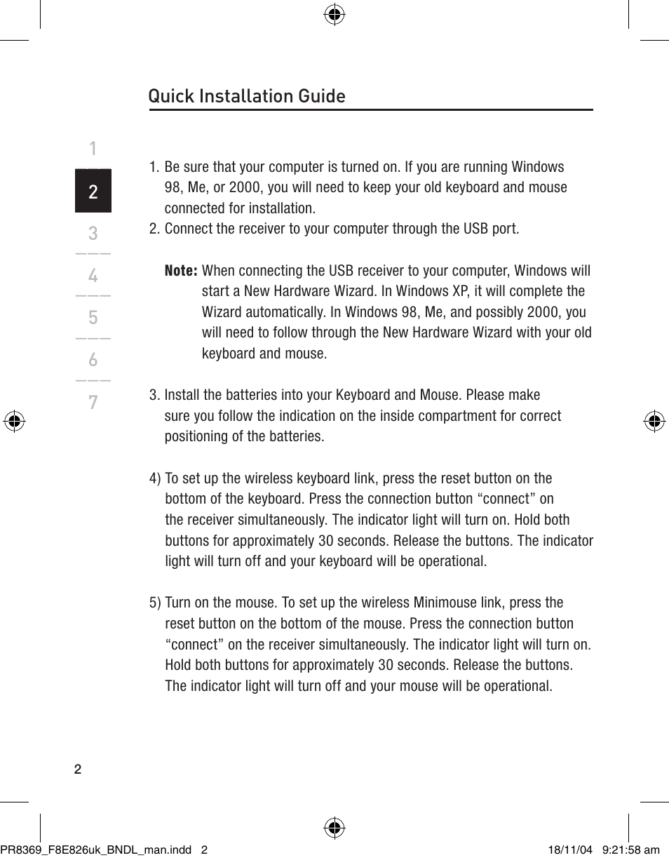 Quick installation guide 2 | Belkin F8E846UKBNDL User Manual | Page 5 / 13