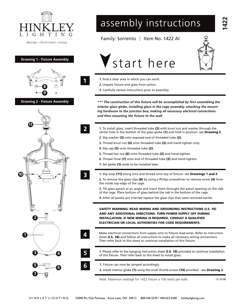 Hinkley Lighting SORRENTO 1422AI User Manual | 2 pages