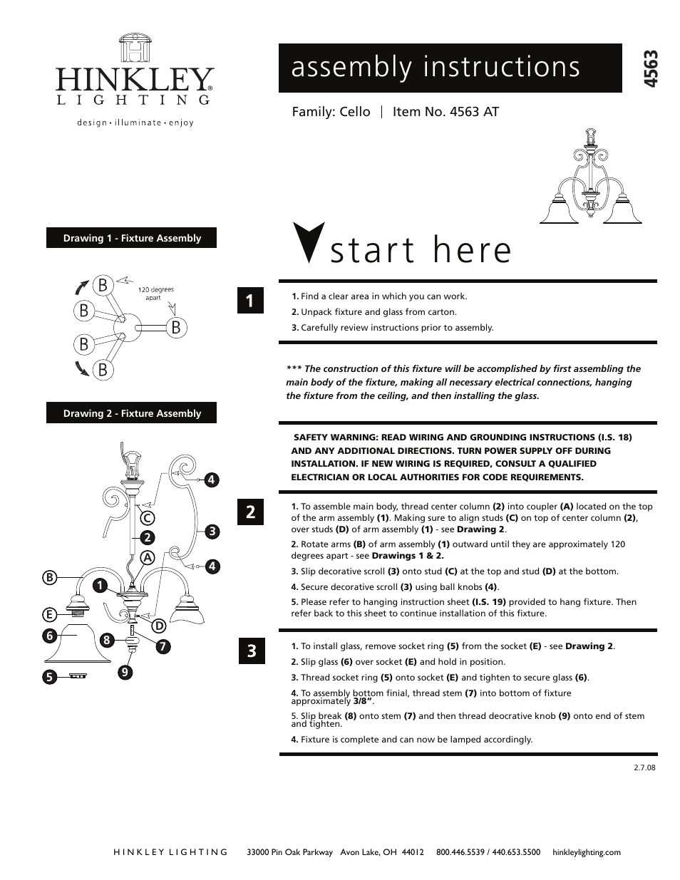 Hinkley Lighting CELLO 4563AT User Manual | 3 pages