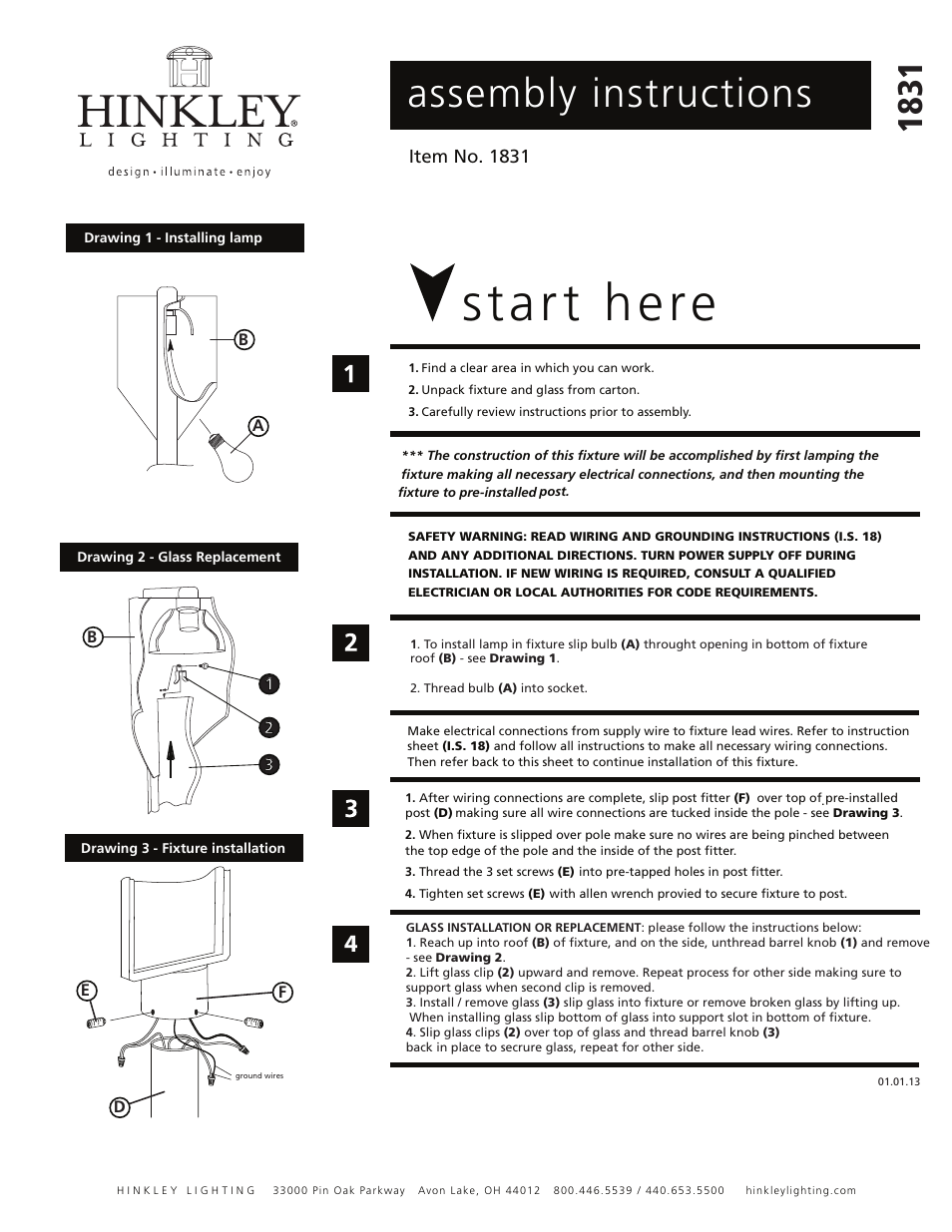 Hinkley Lighting CASCADE 1831 User Manual | 2 pages