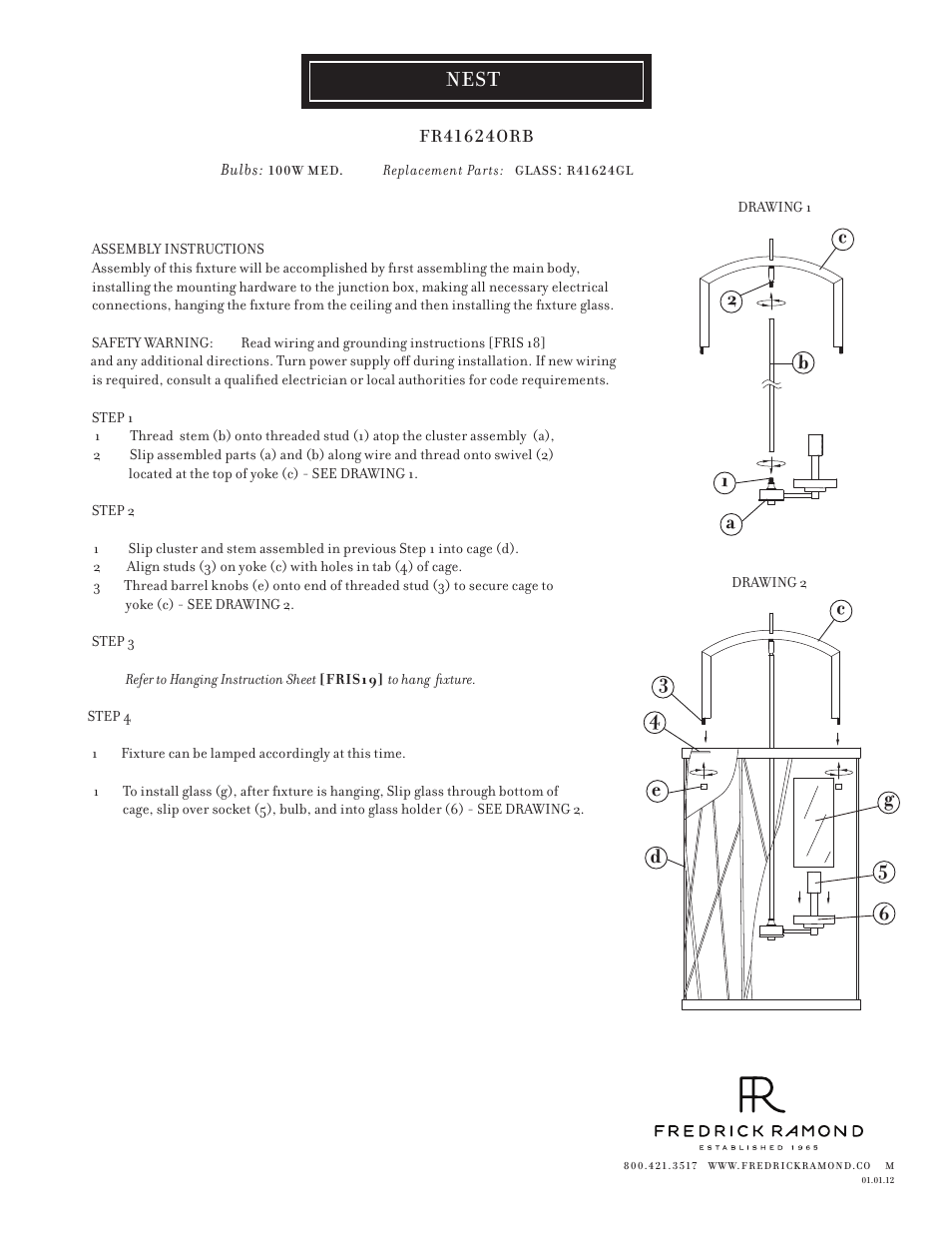 Hinkley Lighting NEST FR41624ORB User Manual | 3 pages